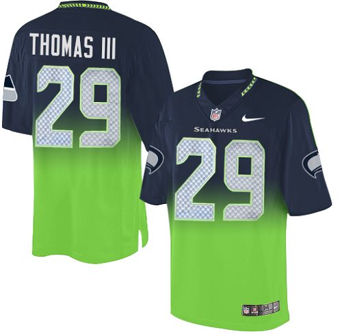 Men's Elite Earl Thomas III Nike Jersey Navy/Green - #29 Fadeaway NFL Seattle Seahawks